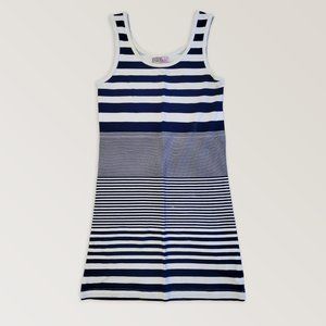 Mini Summer Dress, Beach Striped Dress, Nautical Long T-Shirt, Size XS
